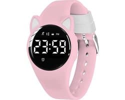 Smartwatch Kinderen - Kat - Stappenteller - Stopwatch - Roze