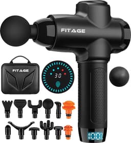 FITAGE Massage Gun Professioneel - Massage Apparaat - Massageapparaat Massagegun - Massage Pistool - Zwart — thumbnail 1
