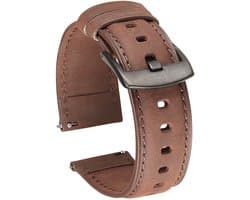 Fungus - Smartwatch bandje - Geschikt voor Samsung Galaxy Watch 6 (incl. Classic), Watch 5 (incl. Pro), Watch 4, Watch 3 41mm, Active 2 - Horloge 20mm - PU leer - Donkerbruin, zwart gesp