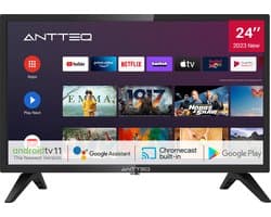 ANTTEQ AG24F1DCU - Android TV 24 inch (61 cm)Smart TV - met Google Assistant, Chromecast, Netflix, Prime Video, Google Play Store,Disney+, Wi-Fi, Triple Tuner, Android TV 11