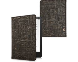 kwmobile e-reader hoesje geschikt voor Amazon Kindle Paperwhite 11. Generation 2021 hoes - E reader flip case met magneetsluiting - Ereader cover - Hiërogliefen design in goud / zwart