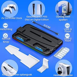 Phreeze Console Standaard - Oplaadstation Controller Oplader - Accessoires - Docking Station - Geschikt voor Sony PlayStation 5, PS5, Digital, Disc - Charging Station Dock - Zwart — thumbnail 5