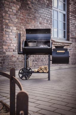 Mustang Off-set smoker Georgia L - Smoker Barbecue - 80 kg - 2 thermometers in de deksel- Zwart - Barbecue - Grilloppervlak 72x37 cm — thumbnail 2