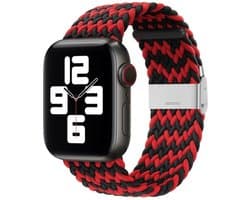 By Qubix - Geschikt voor Apple Watch bandje - Braided nylon bandje - Zwart / Rood - Geschikt voor Apple Watch 44mm / 45mm / 46mm / 49mm (Ultra 1,2 en 3) - Smartwatch bandje - nylon - bandje iWatch
