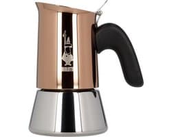 Bialetti Venus 4 Kops Koper – RVS Espressopot – 170 ml – Geschikt voor Inductie – Italiaans Design