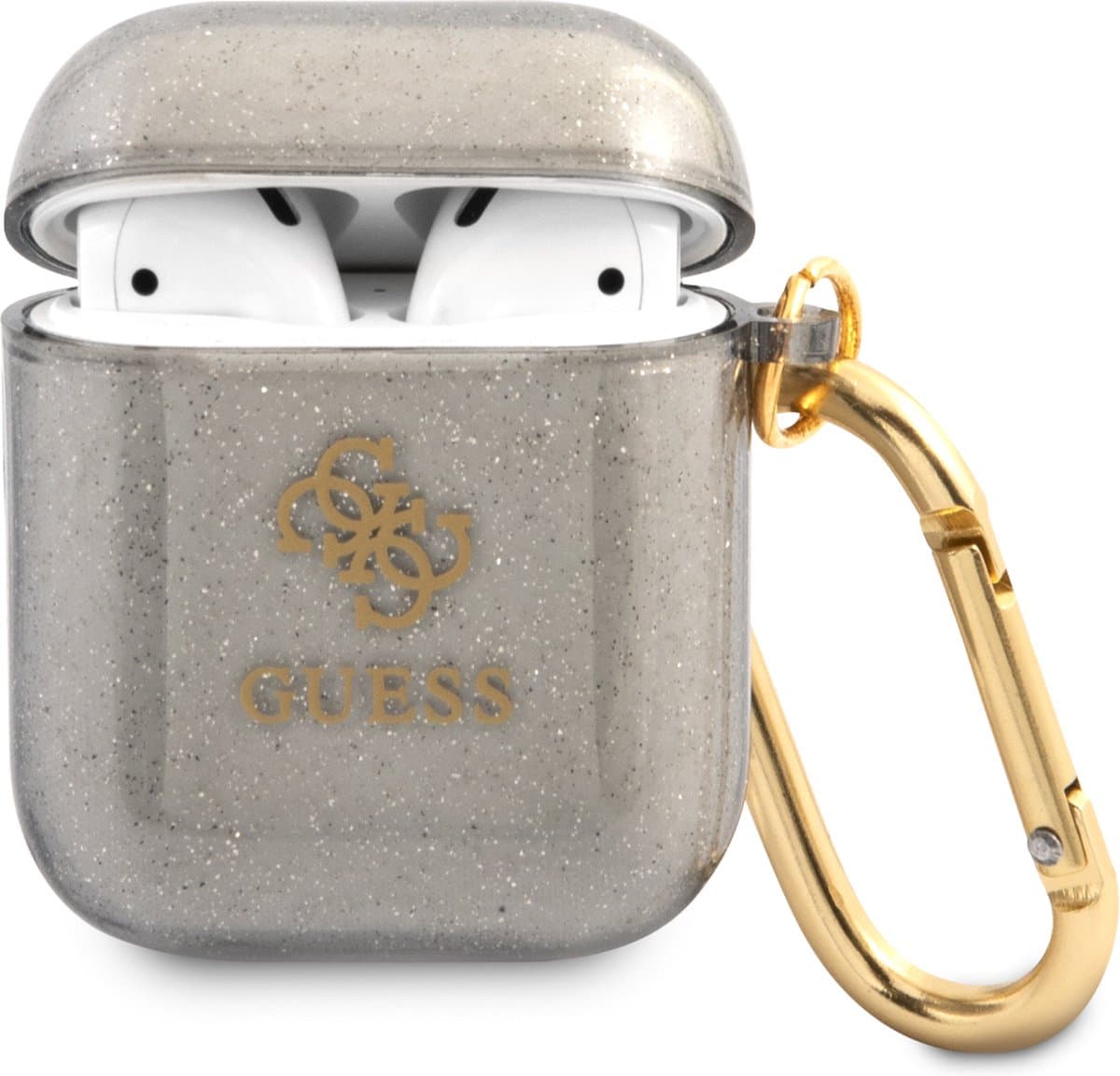 Guess TPU Glitter Case AirPods 1 - AirPods 2 Zwart — afbeelding 1