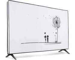 kwmobile tv hoes voor 55" TV cover - Beschermhoes voor televisie - Voor binnengebruik - Paardenbloemen Liefde design in zwart / wit