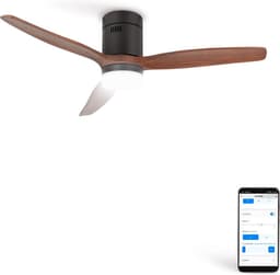 CREATE - Plafondventilator 40W silent Ø132 cm - Met Verlichting drie temperaturen - Met Wifi - Met Afstandsbediening - 6 Snelheden - Timer - Zomer/Winter functie - Zwart - WIND CALM — thumbnail 1
