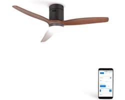 CREATE - Plafondventilator 40W silent Ø132 cm - Met Verlichting drie temperaturen - Met Wifi - Met Afstandsbediening - 6 Snelheden - Timer - Zomer/Winter functie - Zwart - WIND CALM — afbeelding 1