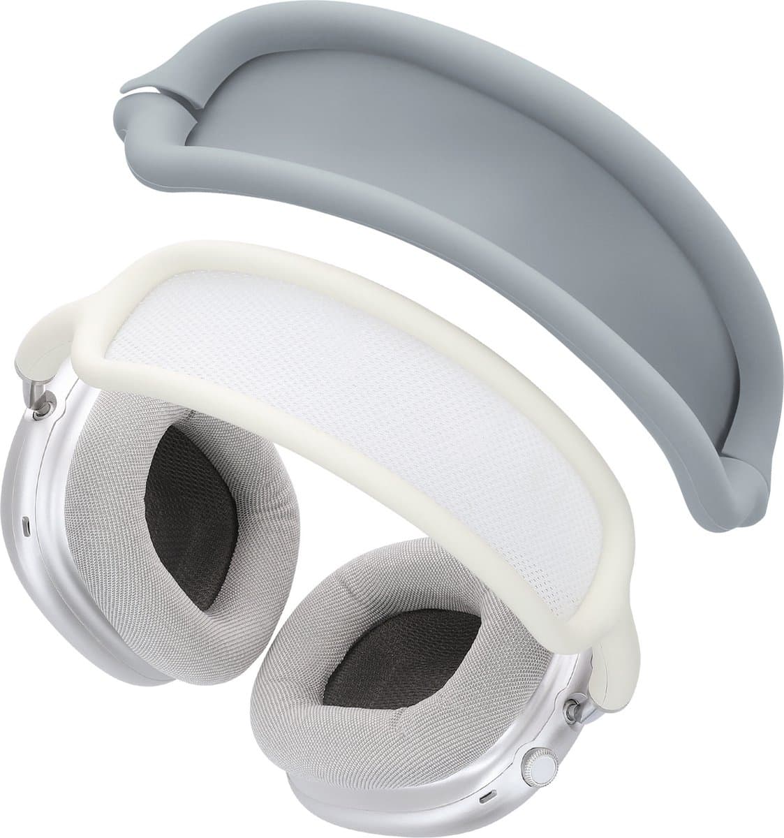 kwmobile band voor koptelefoon - geschikt voor AppleAirPods Max / AirPods Max 2 - Hoofdband cover van zacht siliconen materiaal - In grijs — afbeelding 1