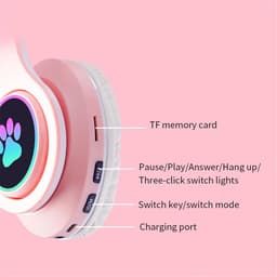 Mogi Products-Kinder Koptelefoon-Draadloze Hoofdtelefoon-Kids Headset-Over Ear-Bluetooth-Microfoon-Katten Oorjtes-Led Verlichting — thumbnail 5