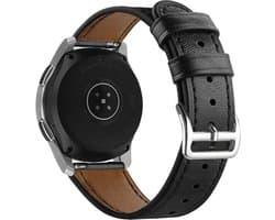 Strap-it Smartwatch bandje 22mm - leren bandje geschikt voor Samsung Galaxy Watch 46mm / Galaxy Watch 3 45mm / Gear S3 Classic & Frontier - Amazfit GTR 47mm / GTR 2 / GTR 3 - Pro / GTR 4 - OnePlus Watch - strak zwart