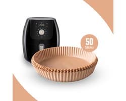 Inventum - Airfryer Bakpapier - Air Fryer Wegwerpbakjes - 50 Stuks - Bruin - Natuurlijk papier