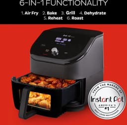 Instant Vortex Plus ClearCook 5,7L Airfryer - Revolutionaire 6-in-1 Heteluchtfriteuse - Doorzichtig Kookvenster - 95% Minder Olie - Gezondere Maaltijden - Grote Capaciteit voor Hele Familie - Eenvoudige Reiniging - Gebruiksvriendelijk Touchscreen! — thumbnail 13