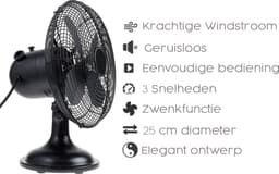 Ventilator OPUS 2 Tafelmodel 25cm zwart — thumbnail 4