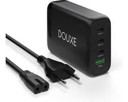 Douxe 130W USB-C Oplader – 4 in 1 Oplader voor Universele Apparaten voor USB C en USB A - GaN Technologie - Zwart