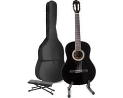 Akoestische gitaar voor beginners - MAX SoloArt klassieke gitaar / Spaanse gitaar 4/4 - Met o.a. 39'' gitaar, gitaar standaard, voetsteun, gitaartas, gitaar stemapparaat en extra accessoires - Zwart