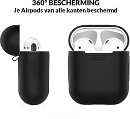 AirPods Hoesje voor Apple AirPods 1 & 2 – Zwart - Siliconen Beschermende Case — thumbnail 3