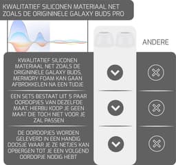 Oordopjes geschikt voor Samsung Galaxy Buds Pro - Samsung Galaxy Buds Pro tips - Samsung Galaxy Buds Pro vervanging tips - 5 paar oordopjes voor Samsung Galaxy Buds Pro - Wit / Medium — thumbnail 4