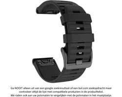Zwart Siliconen wearable horlogebandje geschikt voor Garmin Fenix 5 (& 5 Plus & Sapphire) / Forerunner 935/945 / Quatix 5 &5 Sapphire / Fenix 6 &6 Plus / Approach S60 & S62 / MARQ devices / D2 Delta – Quickfit Compatibel – 22 mm black smartwatch band