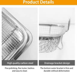 Rvs Crisper Lade en Mand 13 "x9.6 "x3.1" Oven Air-Fryer Pan Mesh Basket Set - Bakken Krokante Kip Frieten Ui Ringen cooling rack — thumbnail 7