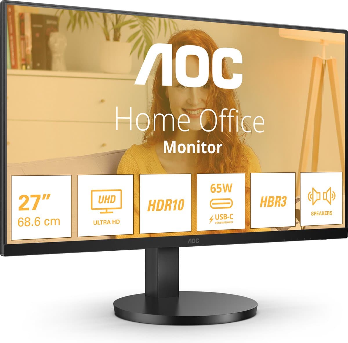 AOC U27B3CF - 4K USB-C Monitor - 65w - 27 inch — afbeelding 1
