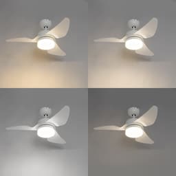QAZQA yuki - Dimbare LED Plafondventilator met Verlichting | Lamp en Afstandsbediening - 1 lichts - Ø 86.7 cm - Wit - Woonkamer | Slaapkamer | Keuken — thumbnail 3