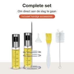 ZolZia® Olijfolie Sprayer Set – 2x Olie Sprayer / Verstuiver – RVS Oliespray Fles voor Airfryer, BBQ & Koken – Hervulbaar – Incl. Trechter & Borstel — thumbnail 8