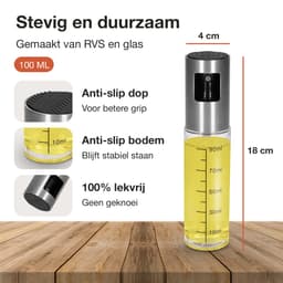 ZolZia® Olijfolie Sprayer Set – 2x Olie Sprayer / Verstuiver – RVS Oliespray Fles voor Airfryer, BBQ & Koken – Hervulbaar – Incl. Trechter & Borstel — thumbnail 7