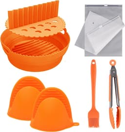 Airfryer accessoires set -Airfryer siliconen bakvorm -Airfryer kookgerei set -Airfryer inzet en scheidingswand -Siliconen airfryer kookgerei -Oranje — thumbnail 1