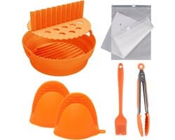 Airfryer accessoires set -Airfryer siliconen bakvorm -Airfryer kookgerei set -Airfryer inzet en scheidingswand -Siliconen airfryer kookgerei -Oranje