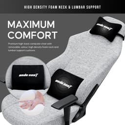 Andaseat Luna Series Grey Fabric - gaming chair - gamestoel - ergonomische bureaustoel volwassenen - nek en rug steun - verstelbaar comfort - kras en vlek bestendig - extra sterk stalen frame constructie - hoogwaardige schuimvulling - grijs — thumbnail 5