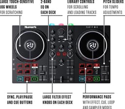 Numark Party Mix II - DJ-controller / DJ-set voor beginners met ingebouwde DJ-verlichting en DJ-mixer voor Serato DJ Lite — thumbnail 4