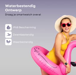 Kiraal Valencia AMOLED Smartwatch voor Dames - RVS, Lederen en Siliconen Bandje - Hartslagmeter - Stappenteller - Slaapmonitor - Multisport - Compatibel met Android en iOS - Rosé Goud en Roze — thumbnail 4