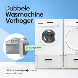 Bodo® - Wasmachine Verhoger - Dubbel - Kast - Ombouw met Lade - Wit - 127x54x31cm — thumbnail 3