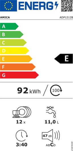 Amica ADP1212B - Vaatwasser - 12 bestekken - 5 programma's - 4 Temperaturen - Bovenste waskorf in hoogte verstelbaar - Afneembare top voor onderbouw - Halve lading - HotAir — thumbnail 3
