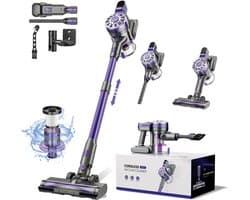 Avalue 6-in-1 Stelstofzuiger Draadloos – 180W – 40 min – 5 Opzetstukken – Zonder Zak – Afneembare Batterij - Paars