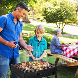 Uten Opvouwbare mini tafel bbq houtskool - barbecue houtskool - Houtskoolbarbecues - Camping barbecues- Barbeque - Grilloppervlak (L x B) 43.3 x 29.5 cm - (2 stijl | B) - Zwart — thumbnail 4