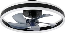 MiShar 2-LED Plafond Ventilator - 51 CM - Smart Lamp - 6 Standen - Plafond ventilator met verlichting - Dimbaar - Zwart - Kroonluchter Ventilator - Chandelier Fan - Woonkamer Lamp - Ventilator Lampen - Eetkamer lamp - Slaapkamer lamp — thumbnail 1