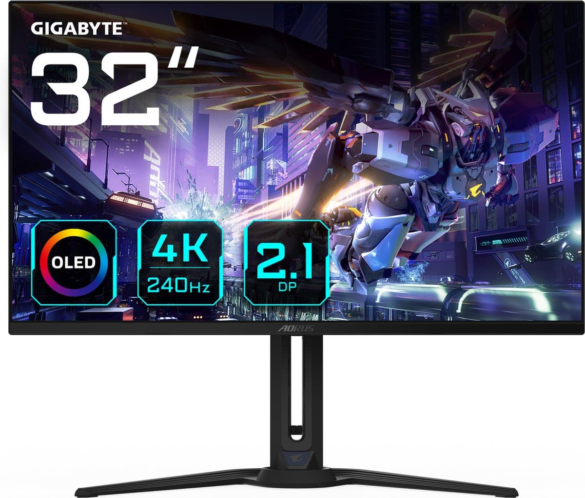 Gigabyte AORUS FO32U2P - 4K OLED Gaming Monitor - DP 2.1 - 240Hz - 32 inch — afbeelding 1