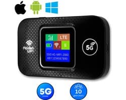 Mifi router - Draadloos WiFi - 4G/5G - 10 apparaten - 3000 mAh - WiFi Dongle - Wifi Buddy - USB - Wifi in de Auto - 300Mbps - Zwart