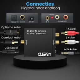 Clerby - Digitaal naar Analoog Converter - 192kHz Audio Adapter - DAC - Coaxiaal naar Analoog - Audioconverter - AUX 3.5mm - Inclusief Optische Kabel en Voedingsadapter — thumbnail 5