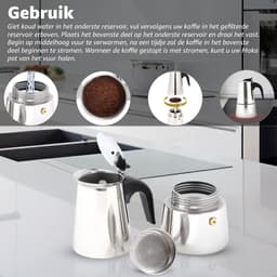 Any Morning Coffee Percolator - Espresso Maker voor Inductiekookplaat - Koffiezetapparaat - Moka Pot - 6 Kopjes Koffie - RVS - 300 ml — thumbnail 2