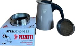Pezzetti - Italiaanse espressomaker - koffiemaker - 4 kops - roestvrijstaal - inductie - gas - elektrisch - percolator - moka pot - grijs — thumbnail 2