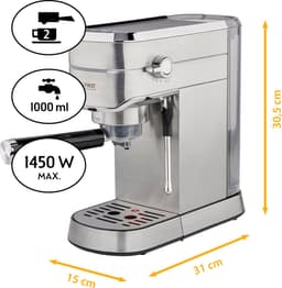 TZS First Austria Pistonmachine - 1450W - Espressomachine - Koffiezetapparaat - 15Bar - RVS — thumbnail 2