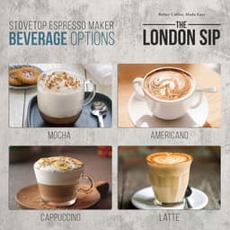 London Sip Espresso Maker - High Quality Stainless Steel - Suitable for Induction - Easy to Prepare and Clean - Real Italian Espresso Enjoyment at Home - Black - 6 Cups - 300ml — thumbnail 4