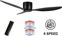Plafondventilator Brezza 3 blad 132 cm zwart - stilste ventilator 2026 – top kwaliteit - energie zuinig – met remote - ventilator voor laag plafond - 6 snelheden – beste alternatief voor airco - zomer en winter stand – zwarte ventilator — thumbnail 5