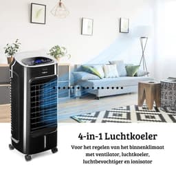 4 in 1 Mobiele Airco – Zonder Afvoer – Voor Slaapkamer, Woonkamer, Kantoor – Luchtontvochtiger – Oscillatie – 320 m³ - Afstandsbediening – Zwart — thumbnail 3
