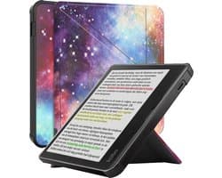 Hoes Geschikt voor Kobo Libra Colour - Luxe E-reader Trifold Case - Bescherm Hoesje Book Cover - Galaxy