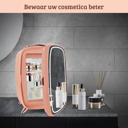 Skincare Beauty Fridge – Mini Koelkast – Minibar – 6 Liter – Slaapkamer – Stijlvol – Met LED Spiegel – Flamingo — thumbnail 2